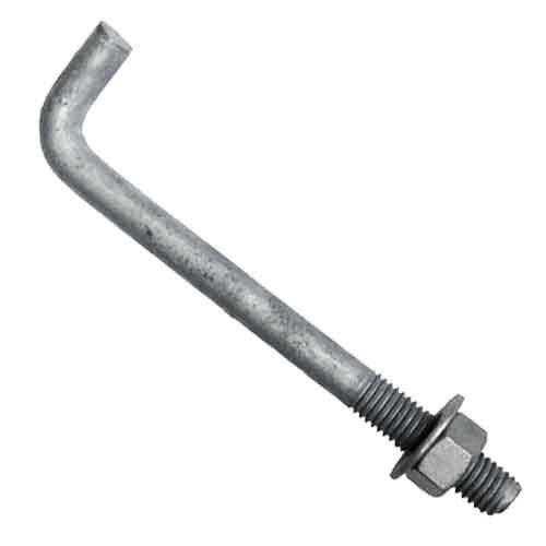 FB1212G 1/2"-13 X 12" L-Shaped Foundation Bolt, w/ Hex Nut & Flat Washer, HDG