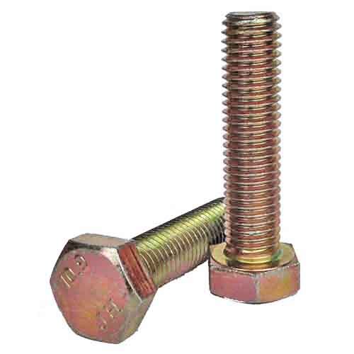 10MHC16255FT M16-2.0 X 55 mm  Hex Cap Screw. Coarse, Gr. 10.9, DIN 933 (FT), Zinc Yellow