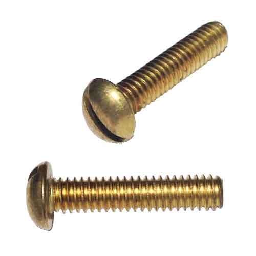 RMS1238B #12-24 X 3/8" Round Head, Slotted, Machine Screw, Coarse, Brass