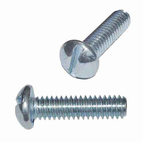 RMSF38114 3/8"-24 X 1-1/4" Round Head, Slotted, Machine Screw, Fine, Zinc