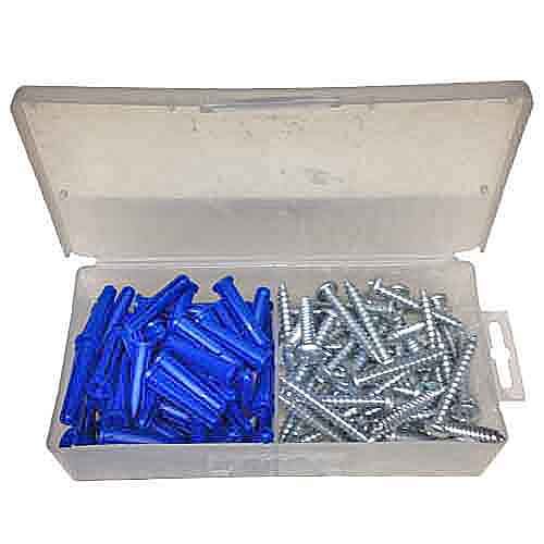 PAK10PP #10-12 X 1" Conical Plastic Screw Anchor Kit (Pan Head, Phillips)