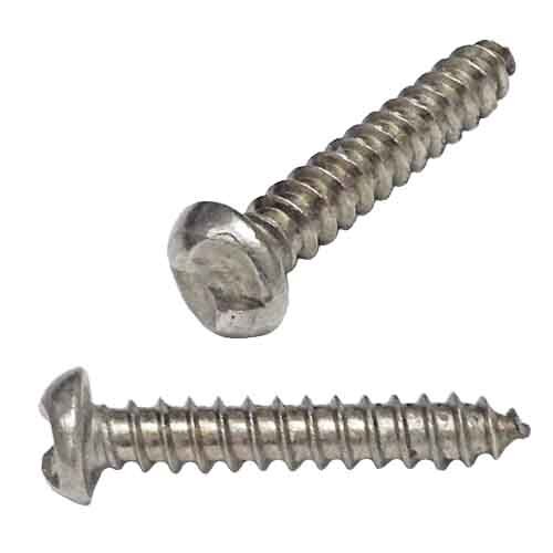 OWTS834S #8 X 3/4" Round Head, One-Way Slotted, Tapping Screw, Type A, 18-8 Stainless