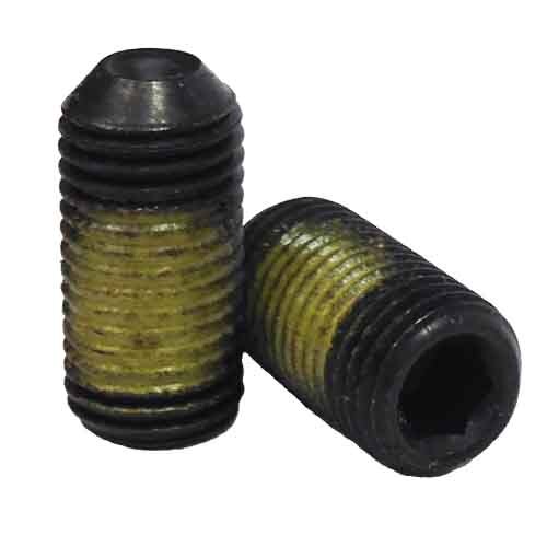 SSSF51638NP 5/16"-24 X 3/8" Socket Set Screw, Cup Point, w/Nylon Patch, Fine, Alloy, Black Oxide