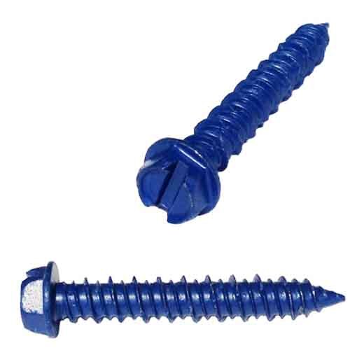 HTCON14114TT 1/4" x 1-1/4" Hex Washer Head, Concrete Screw Anchor, Titen Turbo, Blue