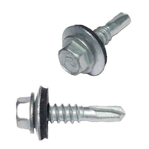 LAPTEKSH1478 1/4"-14 X 7/8" HWH Sheeting, (Lap Tek) Self-Drilling Screw, w/ Bonded Washer, Zinc