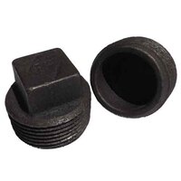 1-1/4"-11-1/2 NPT Pipe Plug, Square Head, Malleable, (Hollow)