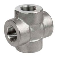 1-1/2" Cross, Forged, Threaded, Class 3000, T304/304L Stainless