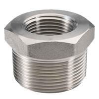 HXBU11412FT3S304 1-1/4" X 1/2" Hex Bushing, Forged, Threaded, Class 3000, T304/304L Stainless