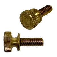 #8-32 x 3/8" Thumb Screw, Knurled Head, Coarse, Brass