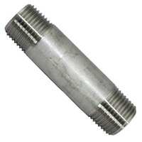 NIPW386S40S 3/8" x 6" Pipe Nipple, TBE, Welded, Schedule 40, 304L Stainless