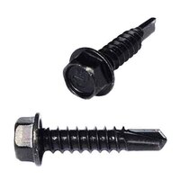 TEK102DBZ #10 X 2" Hex Washer Head, Self-Drilling Screw, Black Zinc